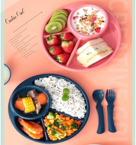 Unbreakable Divided Plates for Adults Portion Control Plates Set of 2 Round Plastic Dinner Plate 9 Inch for Camping Outdoor or Every Day Use - Image 4