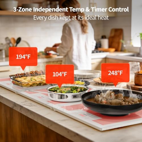 ODSD Food Warmers for Parties Buffet, 47"x15" Extra-Long Food Warming Tray - Image 2
