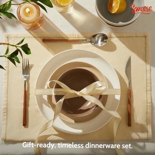 Sweese Dinnerware Sets Service for 4, 12 pcs Matte Speckled Glaze Plates and Bowls Sets, Handmade Ceramic Dish Set, Highly Chip and Crack Resistant Modern Plate Set, Multi-color - Image 4