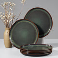 HaWare Stoneware Dinner Plates Set of 6, 10" Heavy Duty Ceramic Plates, Reactive Glaze Dinnerware for Home Restaurant, Chip and Scratch Resistant, Microwave and Dishwasher Safe, Reactive Moss Green by HaWare