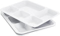 Divided Plates Melamine 5-Compartment White Serving Tray, 13.3 x 10.83 inches, 3 PCS, PFW-1331083-03