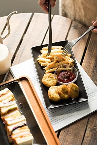 YHOSSEUN Ceramic Serving Platters Set of 4, 9.8 In Black Rectangular Plates - Image 5