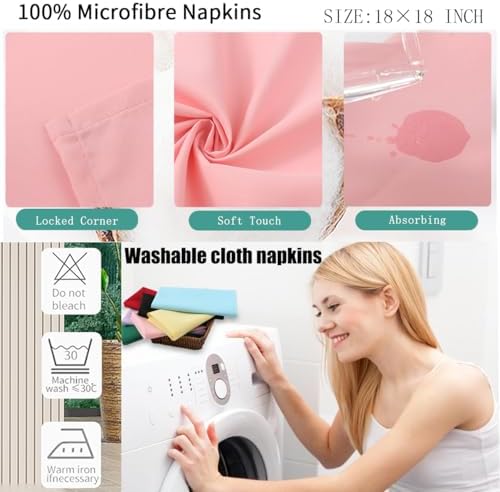 Blush Pink Cloth Napkins Set of 8,Size 18x18 inch,Washable Cloth Napkins,Made of 100% Microfibre.Table Decorations for Spring and Easter.Dinner Napkins for Restaurant, Family use, Parties. (Pink) - Image 3
