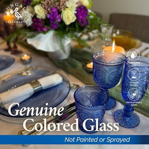 Cobalt Blue Hobnail Dinner Plates Set of 4 Pressed Glass 10.5 Inch - Image 4