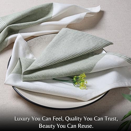 Green Cotton Cloth Napkins Set of 4, 18x18 Inch - Image 2