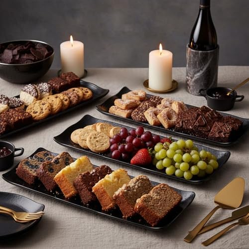 TP 16" Melamine Serving Platters Set of 3, Black Rectangular Trays - Image 6