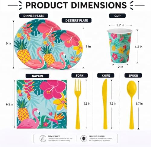 390 Pcs Luau Plates and Napkins Party Supplies Luau Party Decorations - Image 2