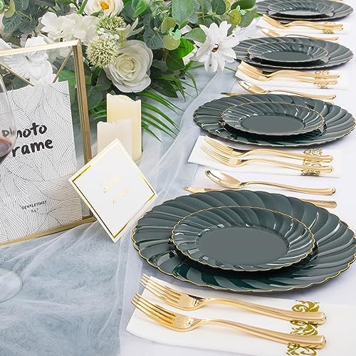 YOUBET 150PCS Emerald Green Plastic Plates for Party Wedding - Image 6