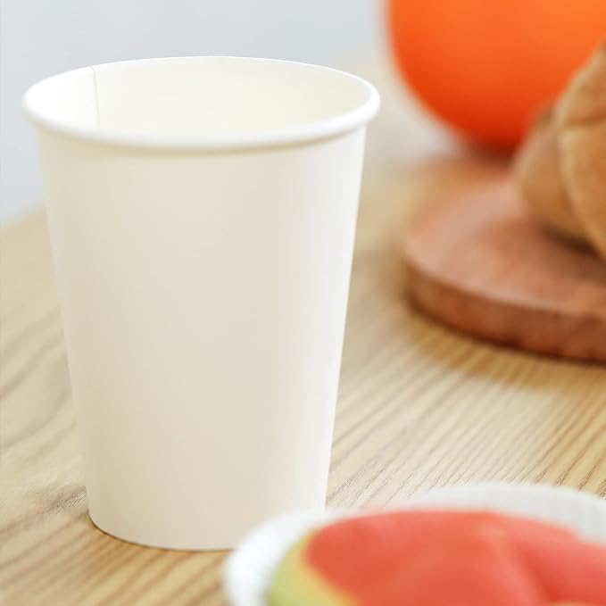 RACETOP Hot Paper Coffee Cups 12 oz [1000 Pack], Disposable Coffee Cups 12 oz, Upgraded Weight Of Paper, White