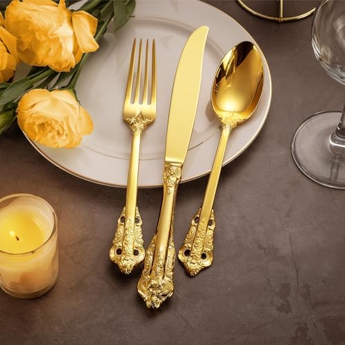 KEAWELL Luxury 4-Piece 18/10 Stainless Steel Dinner Fork Set (Gold) - Image 5