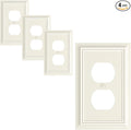 4-Pack Duplex Outlet Cover Plate, Decorative Light Almond Switch Plates and Outlet Covers, Natural Bamboo Fiber Wall Plates for Electrical Outlets, 1 Gang Receptacle Cover, Corrosion Resistant