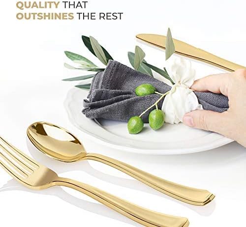 Gold Plastic Silverware Set (200-Pack) – Disposable Heavy Duty Cutlery, 67 Forks, 67 Knives, 67 Spoons for Parties, Weddings, Dinners & Holidays, Stock Your Home - Image 4