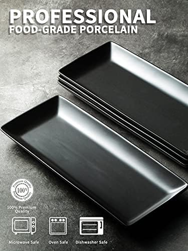 LAUCHUH Serving Platters, Porcelain Rectangular Serving Plates, 14 inches - Image 2