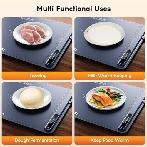 Warming Mat for Food, Voriah Electric Warming Tray with 3 Temp Settings & Auto Shut-Off, Food Warmer with Thick Silicone Surface to Keep Food Warm at Buffet, Parties, and Family Use（Dark Blue） - Image 6