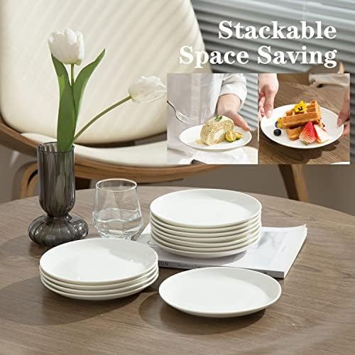 7" White Porcelain Dinner Plates Set of 12 - Image 5