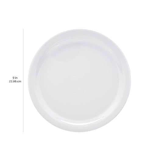 Amazon Basics Melamine (Plastic) Plate, 6 Piece Set, 9 in, White