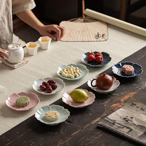 Gaolinci Zen Ceramic Plate, 5 Inches Lotus Shaped Appetizer Plates, Dessert Plate, Nut Plate (Set of 4) - Image 4
