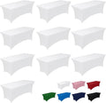 Pureegg Spandex Tablecloth 6ft - 10 Pack, Fitted and Tight Cloth for Rectangle Table, Wrinkle-Free and Stretch Table Cover for Party, Wedding, Banquet and Birthday, White
