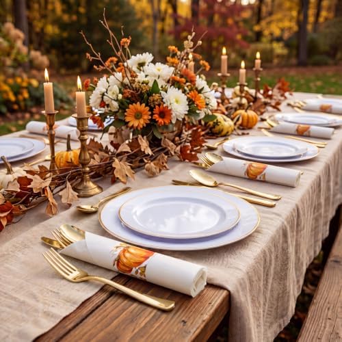Supernal 60Pack Pre Rolled Gold Plastic Silverware Set for Thanksgiving - Image 2