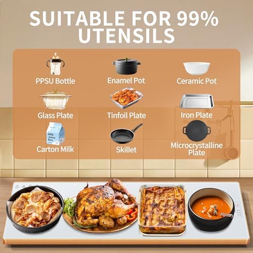 Electric Warming Tray,Extralong 47"x12",Tempered Glass Warming Mat for Food - Image 4