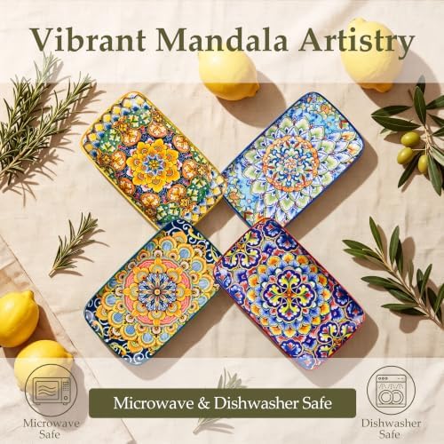 HaWare Boho 8.5 Inch Rectangular Salad Plates Set of 4 - Image 6