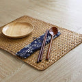 Natural Woven Rattan Rectangular Placemats for Dining Table (Set of 6, 18x12inches)