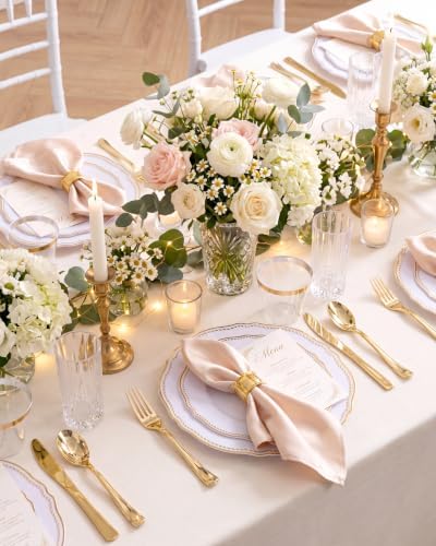 Hioasis 175 Pcs White and Gold Plastic Plates Wedding & Party - Image 4