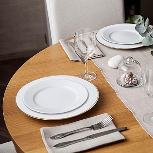 MAONAME White Charger Plates Set of 6, Plastic Plate Chargers with Gold Rim - Image 5