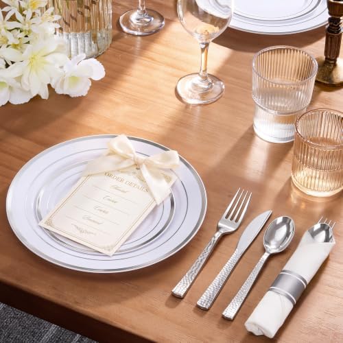 Goodluck 400PCS Silver Hammered Wrapped Silverware Set Disposable - Image 4