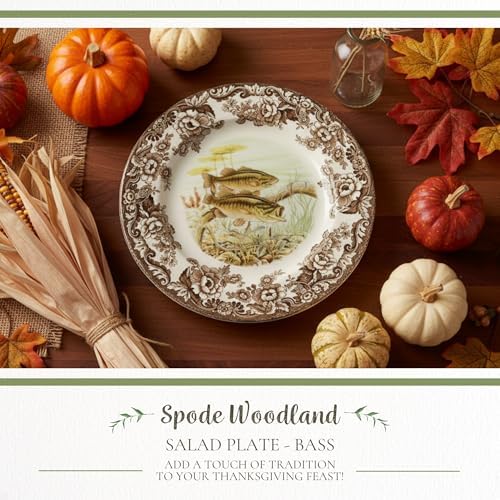 Spode – Woodland – Salad Plate - Bass – Brown/White - Image 2