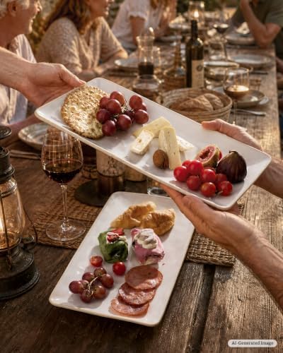 famiware Serving Platters for Food, 14.09"x7.48", 2-Pack, Cappuccino White - Image 5