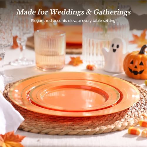 BESTVIP 100PCS Orange with Gold Plastic Plate - Image 2