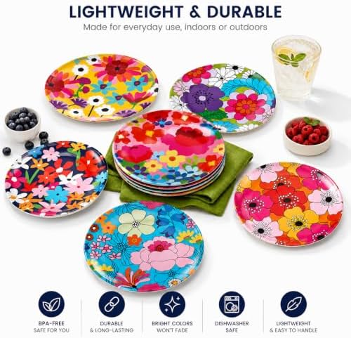 French Bull Melamine Appetizer Plates, 6 Inch, Set of 6, Garden Floral - Image 7