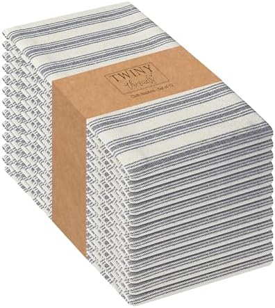 TWINY threads Set of 12 100% Cotton Cloth Napkins, 18"x18",Navy by TWINYThreads