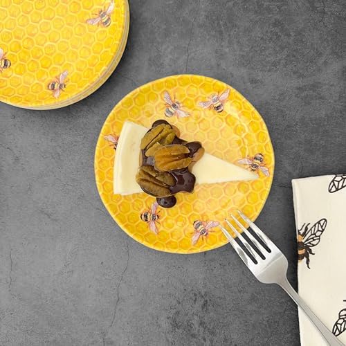 UP Beehive Melamine Round Dessert Plates, Small Serving Plates, for Appetizer, Snacks, and Side Dishes, Yellow, 6 Inch, Set of 4 - Image 4