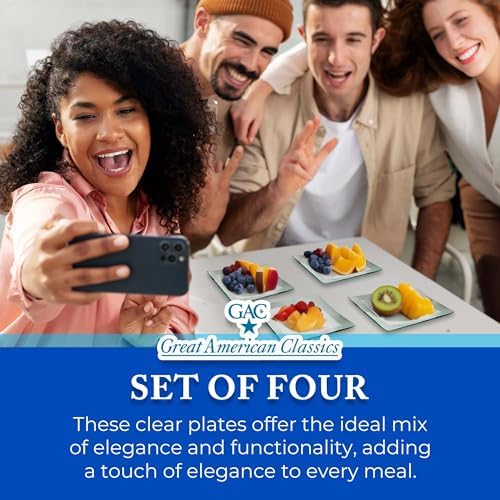 Tempered Glass Dessert Plates – 6 Inch Elegant Square Appetizer Plates, Modern Serving Dishes for Snacks, Salads & Sweets, Durable, Microwave & Dishwasher Safe – Set of 4, Silver - Image 5