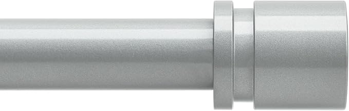 Curtain Rods for Windows 16 to 200 Inches Adjustable Length 1 Inch Diameter Window Curtain Rod with Aluminium End Cap, Silver Gray