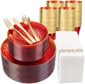 DaYammi 350PCS Clear Red Plastic Dinnerware Set for 50 Guests by DaYammiwillaccompanyyou