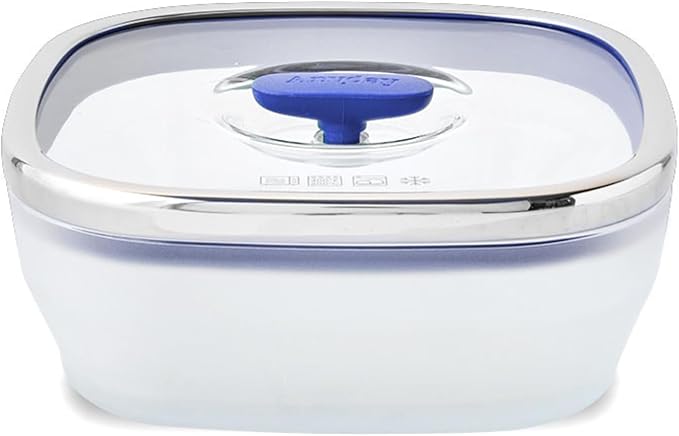 Anyday 5.5-Cup Square Glass Food Storage with Glass Lid | Plastic-Free Meal Prep & Microwave Cookware | Stackable Airtight Storage Container with Vented Lid for Microwave-Safe Reheating