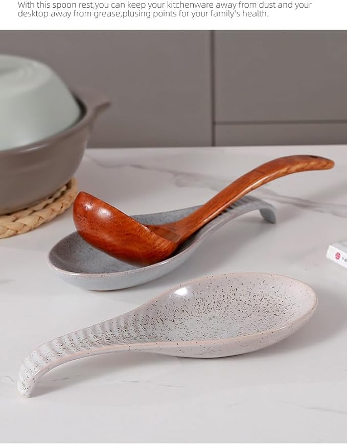Spoon Rest for Stove Top, Ceramic Spoon Holder for Kitchen Counter, 9 Inches Spoon Holder Utensil Rest for Cooking Christmas Housewarming Wedding Gift, Blue Pitting