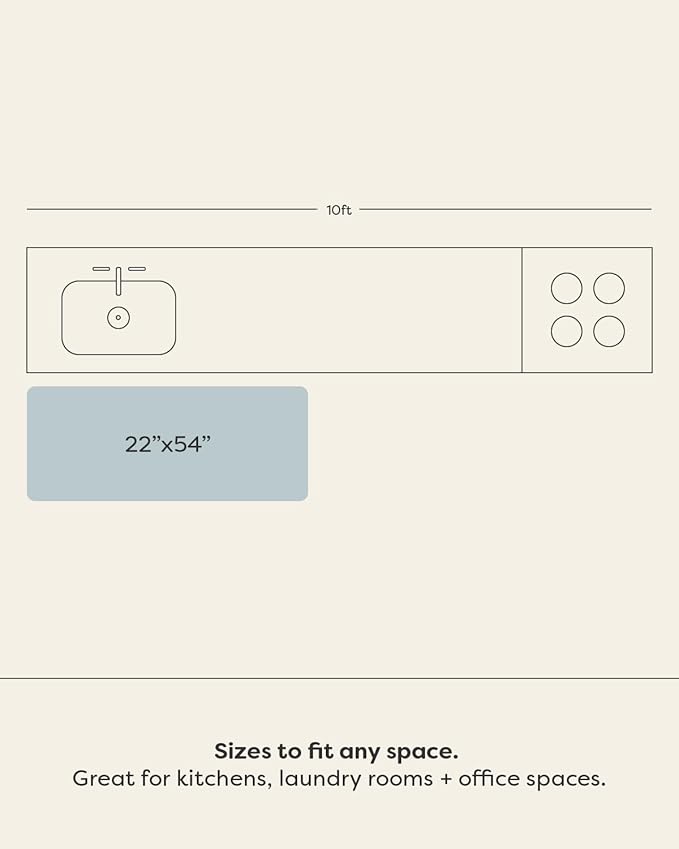 House of Noa Nama Standing Mat – Anti-Fatigue Cushioned Kitchen Mats for Floor | Ergonomic Bounce-Back Foam Kitchen Mats | Anti-Fatigue Mats for Kitchen & Standing | Fawn Silver | 22" x 54"