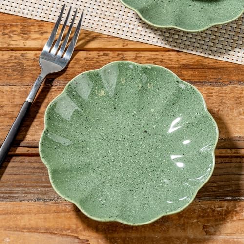 Small Dessert Plates Set of 4,Ceramic Dinner Plates 6 Inch for Appetizer, Fruits, Cake, Salad,Microwave Safe,Christmas Gift,Green - Image 7