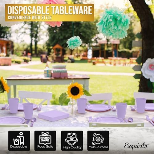Exquisite 350 Pcs Lavender Plates and Napkins Party Supplies Plate Sets - Image 5