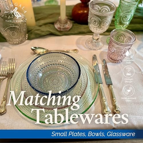 Summer Glass Dinner Plates Set of 4 10.5 Inch Pink Green Blue Clear - Image 6