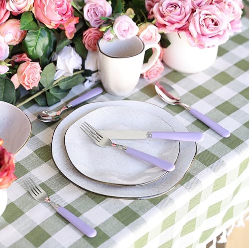 ANNOVA Stainless Steel Colorful Tableware Kitchen Flatware Set Utensils, Includes Dinner Knives, Forks, Spoons, Salad Forks & Dessert Spoons, Modern Rounded Shape (Lilac, 20 Pieces) - Image 3