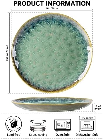 Henten Home Ceramic 11 Dinner Plates, French Country Pasta Plate Set of 4 - Image 2