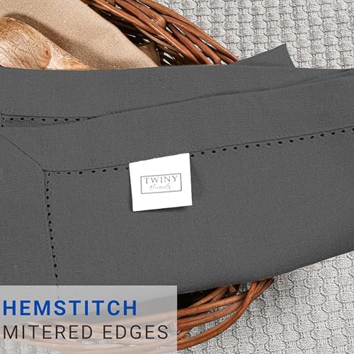 TWINY threads 12 Piece 100% Cotton Cloth Napkins, 18"x18", Reusable, Grey - Image 3