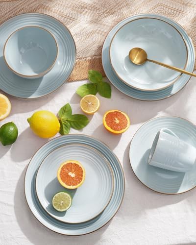 Famiware Jupiter Stoneware Dinnerware Sets with Pasta Bowls, Dishes for 4 - Image 4