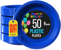 Party Solids Sturdy Dark Blue Plastic Plates 9" Party Plates 50 Pcs by Exquisite