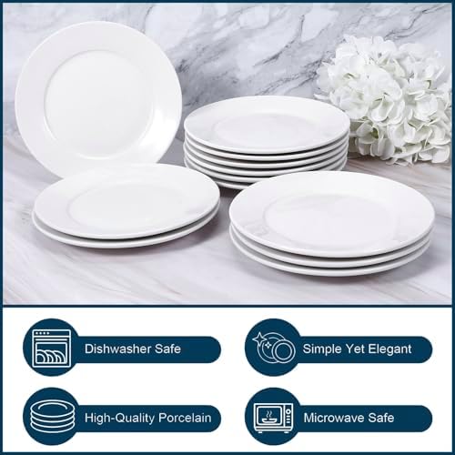 12 Pcs Porcelain Dessert/Salad Plate, 7 Inch, Small White Plates - Image 3